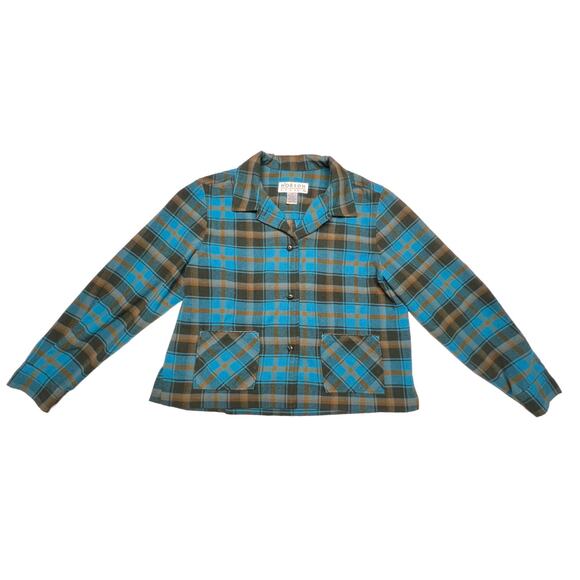NORTON Blue Plaid Shirt Jacket, Size 10 – Lightweight Overshirt for Fall/Winter - Picture 8 of 12